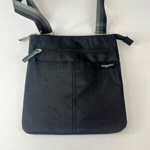 Baggallini Black Crossbody Purse Womens Fine Line Slim Shoulder Bag Nylon Travel
